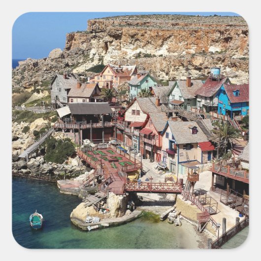 Popeye Village Malta Vierkante Sticker (Voorkant)