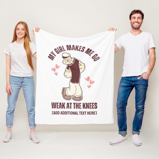 POPEYE zwak aan de knieën Leuke Valentijnsdag Fleece Deken (In situ)