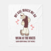 POPEYE zwak aan de knieën Leuke Valentijnsdag Fleece Deken (Voorkant)