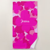 Popflower Rose Beach Strandlaken (Voorkant)