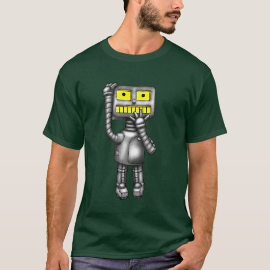 PopFuzz de Robot Worried T-Shirt (Voorkant)