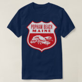 Popham Beach Maine Retro Shield Wit T-shirt (Design voorkant)