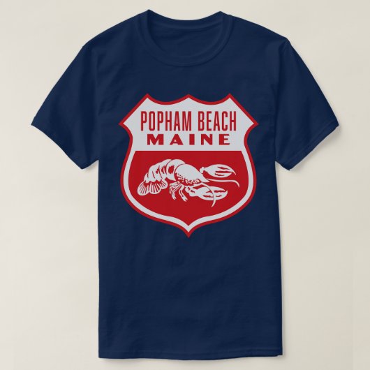 Popham Beach Maine Retro Shield Wit T-shirt (Design voorkant)