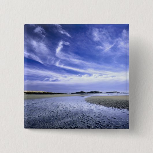 POPHAM BEACH STATE PARK, MAINE. VS. Cirrus Vierkante Button 5,1 Cm (Voorkant)