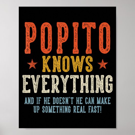 Popito weet alles vaderdag retro vintage poster (Voorkant)