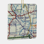 Poplar Bluff MO Vintage Map Keramisch Ornament (Rechts)