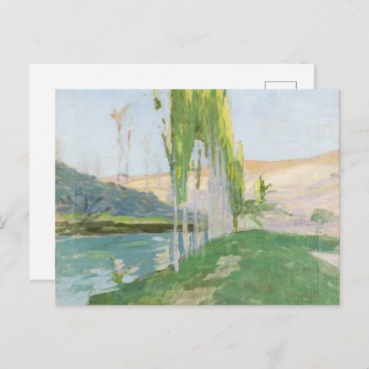 Poplars Groeit nabij een waterloop Briefkaart (Voorkant / Achterkant)