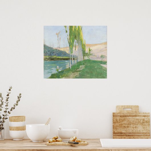 Poplars Groeit nabij een waterloop Poster (Keuken)