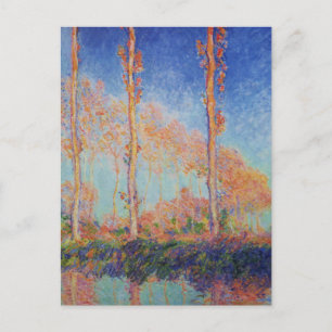 Poplars, herfst, roze effect van Claude MonPostcar Briefkaart