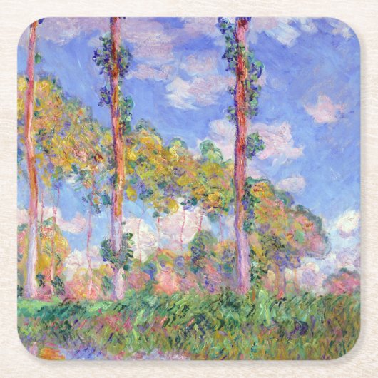 Poplars in de zon, Monet Kartonnen Onderzetters (Voorkant)