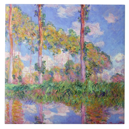 Poplars in de zon, Monet Tegeltje (Voorkant)