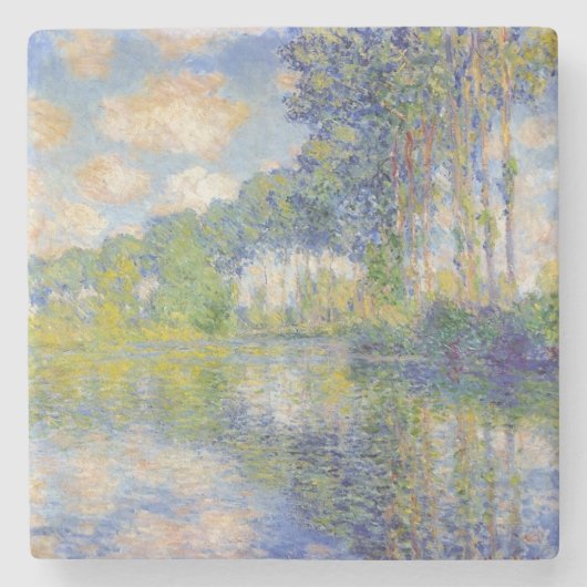 Poplars op de Epte (door Claude Monet) Stenen Onderzetter (Voorkant)