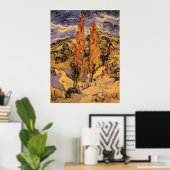 Poplars over de weg door de heuvels door Vincent v Poster (Thuiskantoor)