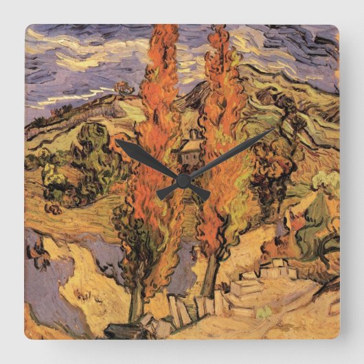 Poplars over de weg door de heuvels door Vincent v Vierkante Klok (Voorkant)