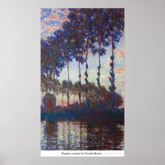 Poplars, zonsondergang door Claude Monet Poster (Voorkant)