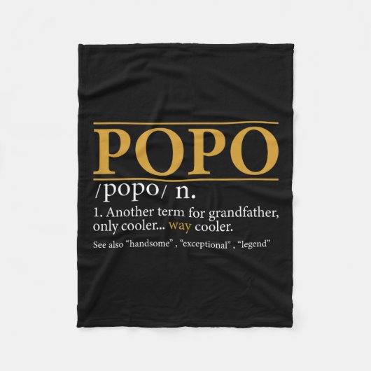 Popo Definitie Vaders Dag Gift Opa Gift Fleece Deken (Voorkant)