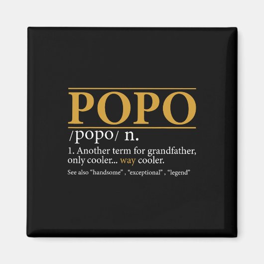 Popo Definitie Vaders Dag Gift Opa Gift Magneet (Voorkant)