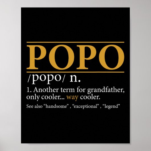 Popo Definitie Vaders Dag Gift Opa Gift Poster (Voorkant)