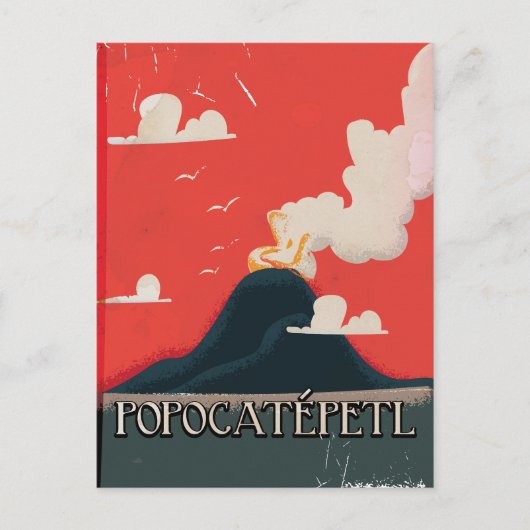Popocatépetl Volcano Travel Poster Briefkaart (Voorkant)