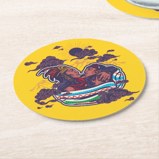 Popocatepetl y Iztaccihuatl Ronde Kartonnen Onderzetter (Gebogen)