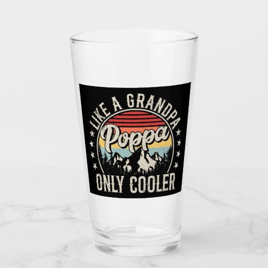 Poppa als een opa alleen koelere retro Drink Glas (Voorkant)