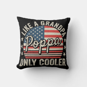 Poppa als een Opa Only Cooler USA Vlag Kussen