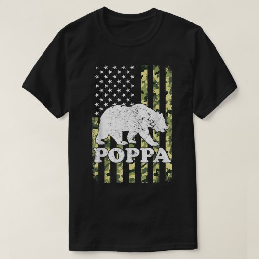 Poppa Beer Camping Hiking Camouflage Verenigde Sta T-shirt (Design voorkant)