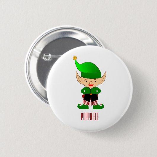 Poppa Elf Kerstfeestdag Button Pin (Voorkant /achterkant)