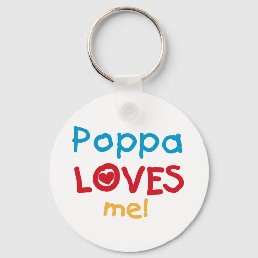 Poppa houdt van me T-shirts en Giften Sleutelhanger (Voorkant)