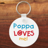 Poppa houdt van me T-shirts en Giften Sleutelhanger (Voorkant)