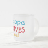 Poppa Loves Me T-shirts en geschenken Matglas Koffiemok (Voorkant rechts)