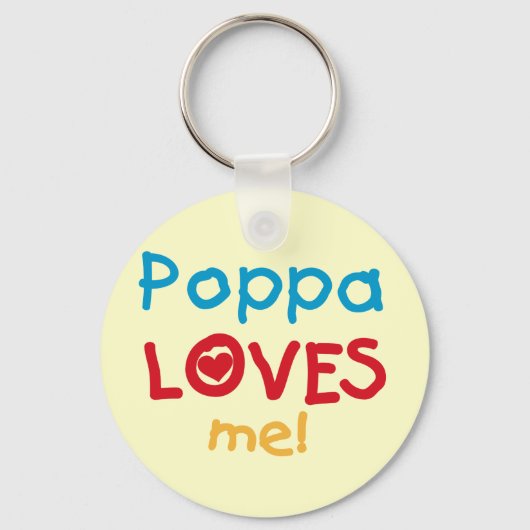 Poppa Loves Me T-shirts en geschenken Sleutelhanger (Voorkant)