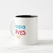 Poppa Loves Me T-shirts en geschenken Tweekleurige Koffiemok (Voorkant links)