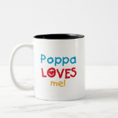 Poppa Loves Me T-shirts en geschenken Tweekleurige Koffiemok (Links)