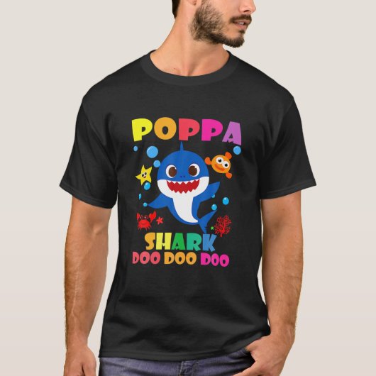 Poppa Shark Doo Funny Baby Papa Kinder T-shirt (Voorkant)