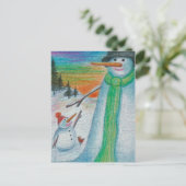 Poppa Snowman en zijn kleine bitty Snowboy Son! Briefkaart (Staand voorkant)