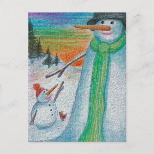 Poppa Snowman en zijn kleine bitty Snowboy Son! Briefkaart (Voorkant)