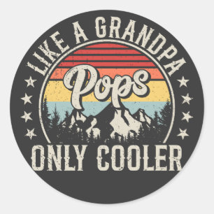 Poppen als een opa alleen koelere retro ronde sticker
