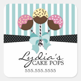 Poppen bakkerijdozen vierkante sticker