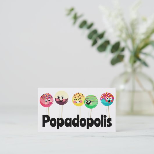 Poppen bruiloft bakkerijsnoepjes bakken visitekaartje (Staand voorkant)