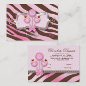 Poppen Cadeaubon Zebra roze bruine retro Kortingskaartje (Voorkant / Achterkant)