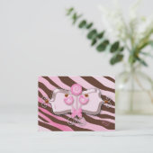 Poppen Cadeaubon Zebra roze bruine retro Kortingskaartje (Staand voorkant)
