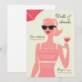 Poppen & Drinken 30e Verjaardag Cocktail Party Kaart (Voorkant / Achterkant)