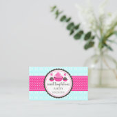 Poppen en cupcake Aqua Pink Visitekaartje (Staand voorkant)
