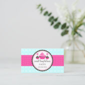 Poppen en cupcake Aqua Pink Visitekaartje (Staand voorkant)