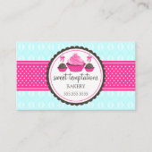 Poppen en cupcake Aqua Pink Visitekaartje (Voorkant)
