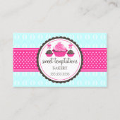 Poppen en cupcake Aqua Pink Visitekaartje (Voorkant)