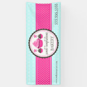 Poppen en cupcake Turquoise Pink Spandoek (Verticaal)