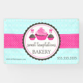Poppen en cupcake Turquoise Pink Spandoek (Horizontaal)