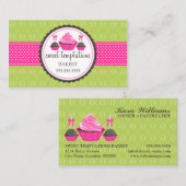 Poppen en groene roze cupcake visitekaartje (Voorkant / Achterkant)